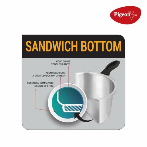Pigeon By Stovekraft Stainless Steel Inox Plus Steel Pressure Cooker with Outer Lid Induction and Gas Stove Compatible 3 Litre Capacity for Healthy Cooking (Silver)