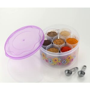 Sanskriti Exports Masala Box Dabba for Keeping Spices, Spice Box for Kitchen, Plastic Unique Style Masala Box, Masala Container, Masala Dabba - Multicolor (MB Pro)