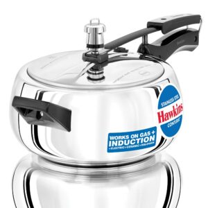 Hawkins 3 5 Litre Contura Pressure Cooker, Stainless Steel Inner Lid Cooker, Handi Cooker, Induction Cooker, Silver (SSC35)