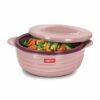 Stainless Steel Casserole Set of 4 with Lid, PU Insulated Hot Pot for Indian Cooking, 725 ml, Cherry Pink