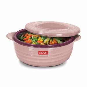 MILTON Aspire 1000 Serving Casserole, Double Walled Inner Stainless Steel, PU Insulated Kitchen Hot Pot, Keeps Food hot & Fresh for Roti, Biryani, 725 ml, Cherry Pink