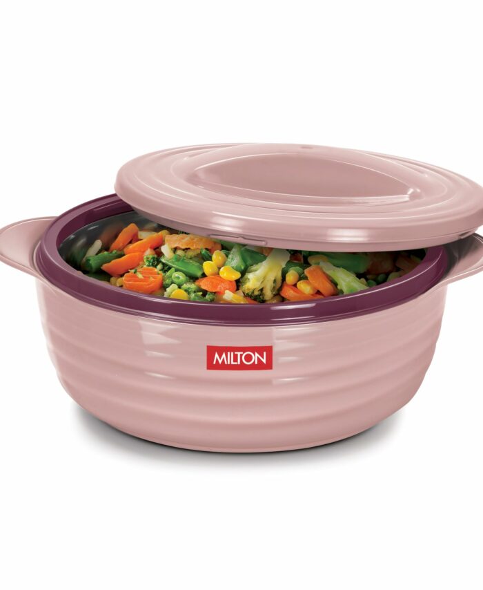 MILTON Aspire 1000 Serving Casserole, Double Walled Inner Stainless Steel, PU Insulated Kitchen Hot Pot, Keeps Food hot & Fresh for Roti, Biryani, 725 ml, Cherry Pink