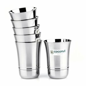 Stainless Steel ? Mirror Finish Dining Glass Set | Multipurpose Drinkware for Home & Office | Ideal for Serving Water | Juice | Cold Drinks | Lemonade | Dishwasher Safe | Set of 6 | 300 ml Each