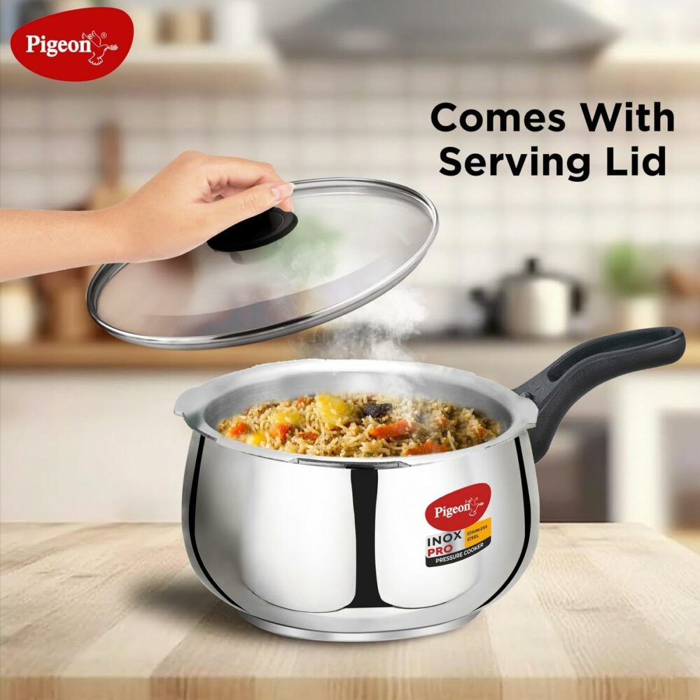 Pigeon by Stovekraft Inox Pro Stainless Steel Cooker 3L Outer Lid Cooker-Induction Base Compatible - Image 4