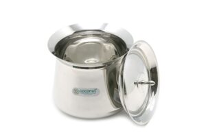 Coconut Stainless Steel Handi with Lid ? Heavy Duty Casserole Pot for Indian Cooking, Gas & Induction Compatible, Mirror Finish, Rust-Resistant Cookware | Pack of 1 | 750 ml
