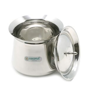 Coconut Stainless Steel Handi with Lid ? Heavy Duty Casserole Pot for Indian Cooking, Gas & Induction Compatible, Mirror Finish, Rust-Resistant Cookware | Pack of 1 | 750 ml
