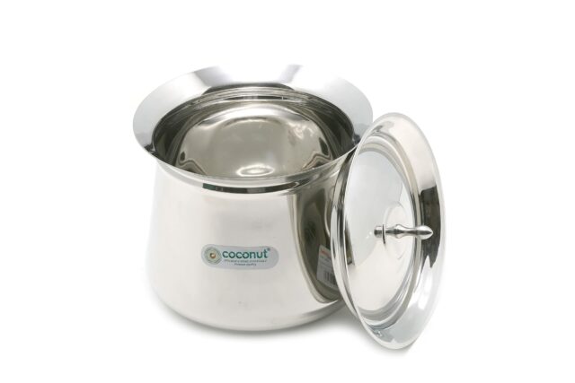 Coconut Stainless Steel Handi with Lid ? Heavy Duty Casserole Pot for Indian Cooking, Gas & Induction Compatible, Mirror Finish, Rust-Resistant Cookware | Pack of 1 | 750 ml