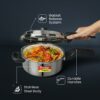 Prestige 3L Svachh Deluxe Alpha Stainless Steel Pressure Cooker|Outer Lid|3-4 Persons|Deep Lid for Spillage Control|Gas & Induction Compatible|Controlled GasketRelease System|Silver|10 Years Warranty