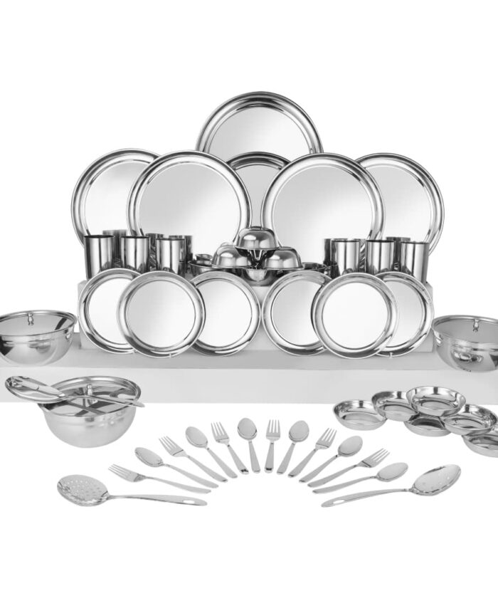 Sanskriti Exports Stainless Steel Solid Shagun Dinner Set (51 Pcs Set)