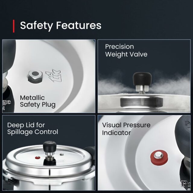Prestige 3L Svachh Deluxe Alpha Stainless Steel Pressure Cooker|Outer Lid|3-4 Persons|Deep Lid for Spillage Control|Gas & Induction Compatible|Controlled GasketRelease System|Silver|10 Years Warranty