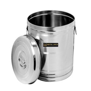 Sanskriti Exports Stainless Steel Drum For Storage | Kothi for Storing Water | Food Storage Container | Kitchen Rice Flour Atta Big Container Dabba With Handle - 50 KG