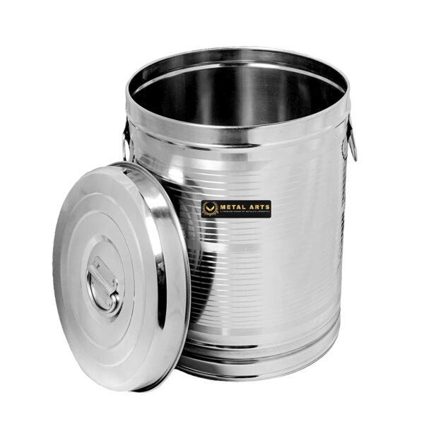 Sanskriti Exports Stainless Steel Drum For Storage | Kothi for Storing Water | Food Storage Container | Kitchen Rice Flour Atta Big Container Dabba With Handle - 50 KG