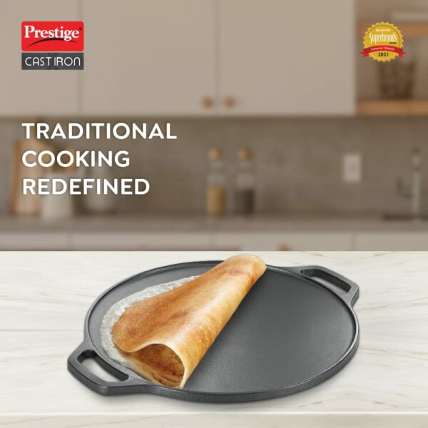 Prestige 30 cm Cast Iron Dosa Tawa|Super Durable|Retains Heat for Long|10 Years Warranty