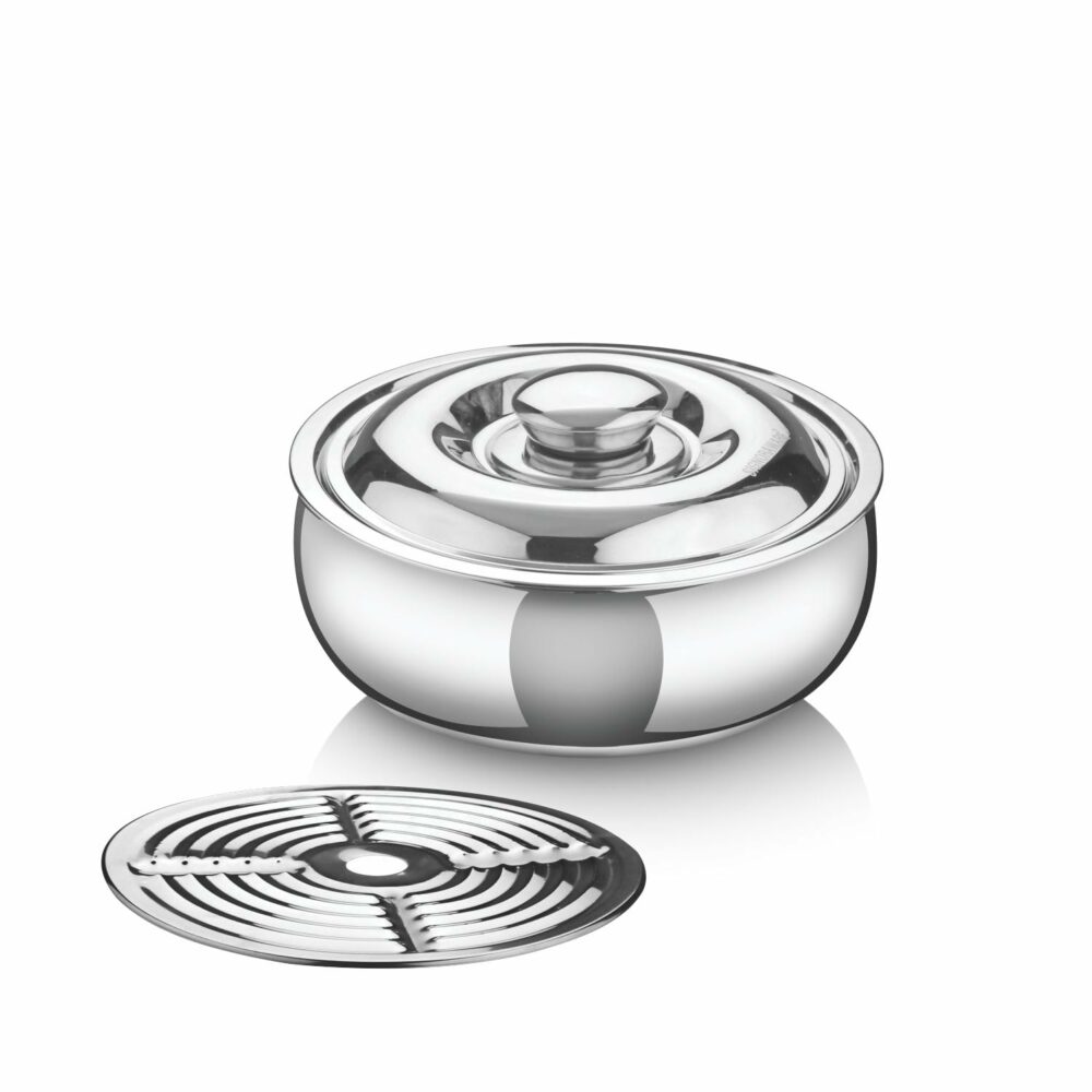 SignoraWare Stainless Steel Roti Server Casserole with Coaster | Retain Heat & Freshness | Perfect for Family Meal & Gatherings | Ideal for Serving and Storing chapattis or flatbread (1 LTR | Steel)