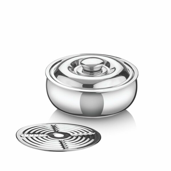 SignoraWare Stainless Steel Roti Server Casserole with Coaster | Retain Heat & Freshness | Perfect for Family Meal & Gatherings | Ideal for Serving and Storing chapattis or flatbread (1 LTR | Steel)