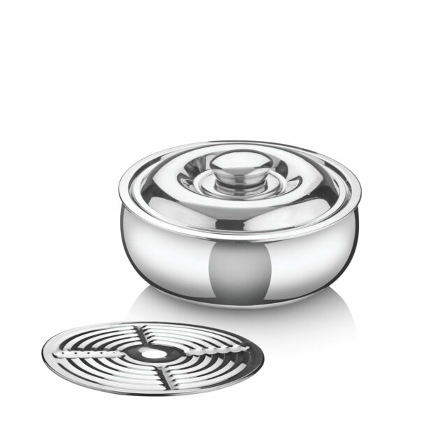 SignoraWare Stainless Steel Roti Server Casserole with Coaster | Retain Heat & Freshness | Perfect for Family Meal & Gatherings | Ideal for Serving and Storing chapattis or flatbread (1 LTR | Steel)