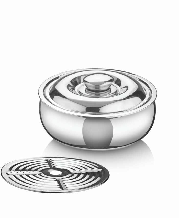 SignoraWare Stainless Steel Roti Server Casserole with Coaster | Retain Heat & Freshness | Perfect for Family Meal & Gatherings | Ideal for Serving and Storing chapattis or flatbread (1 LTR | Steel)