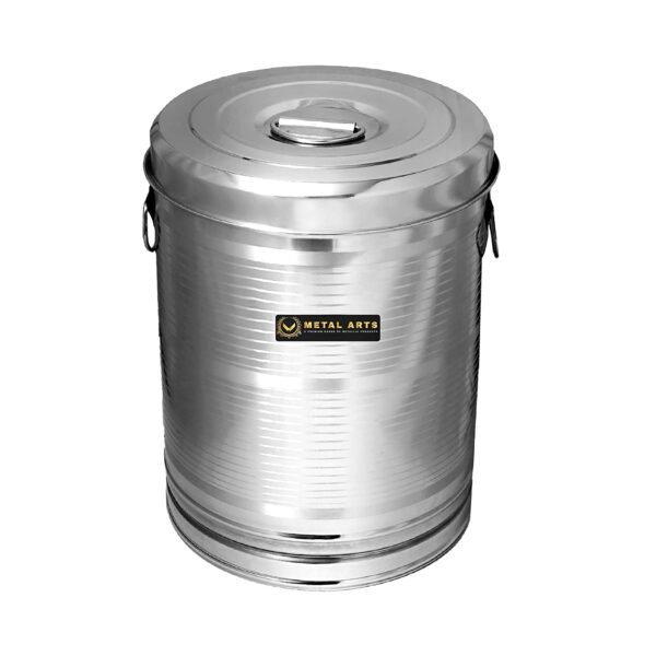 Sanskriti Exports Stainless Steel Drum For Storage | Kothi for Storing Water | Food Storage Container | Kitchen Rice Flour Atta Big Container Dabba With Handle - 50 KG - Image 2