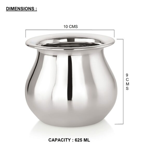 Sanskriti Exports Stainless Steel Heavy Lota | Mango Lota, 625ml | Durable & Rust-Resistant | Water Pot for Home & Puja | 1 Piece, Silver