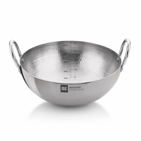 Sanskriti Exports BE Essentials 28 cm Hammered Kadai, 4 2 L Kadhai Without Lid, Thickness 2 2 mm, Food Safe, Sturdy and Durable, Easy to Clean, Gas Stove Compatible, Dishwasher Safe, 5-Year Warranty