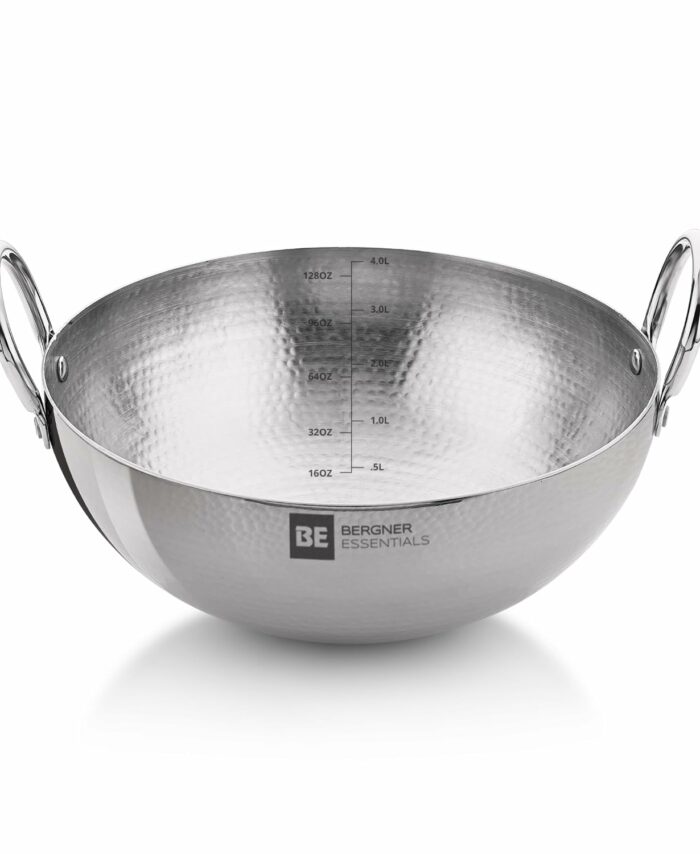 Sanskriti Exports BE Essentials 28 cm Hammered Kadai, 4 2 L Kadhai Without Lid, Thickness 2 2 mm, Food Safe, Sturdy and Durable, Easy to Clean, Gas Stove Compatible, Dishwasher Safe, 5-Year Warranty