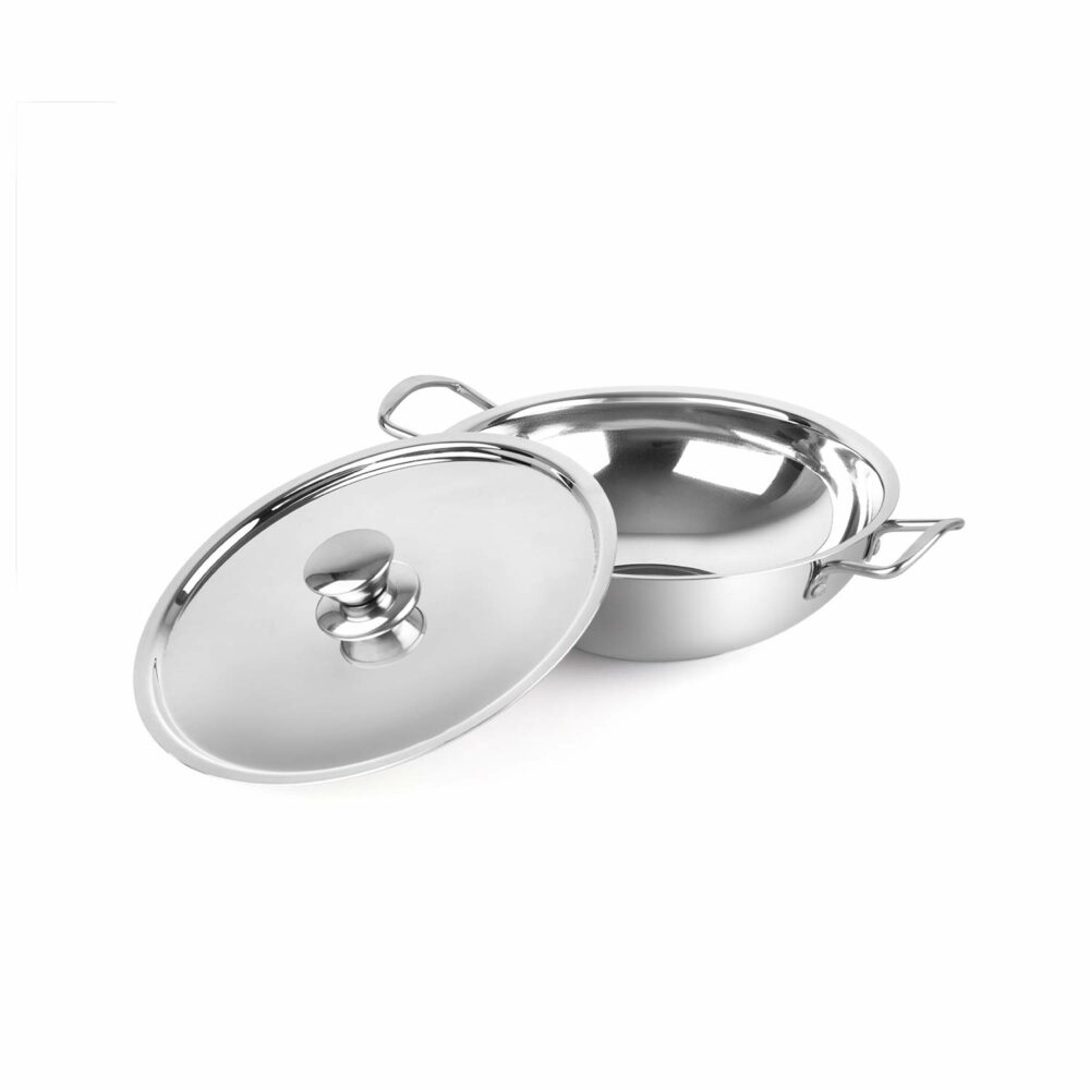 Sanskriti Exports Stainless Steel Kadhai with SS Lid 1 5Ltr / 22cm, Silver, Medium - Image 6