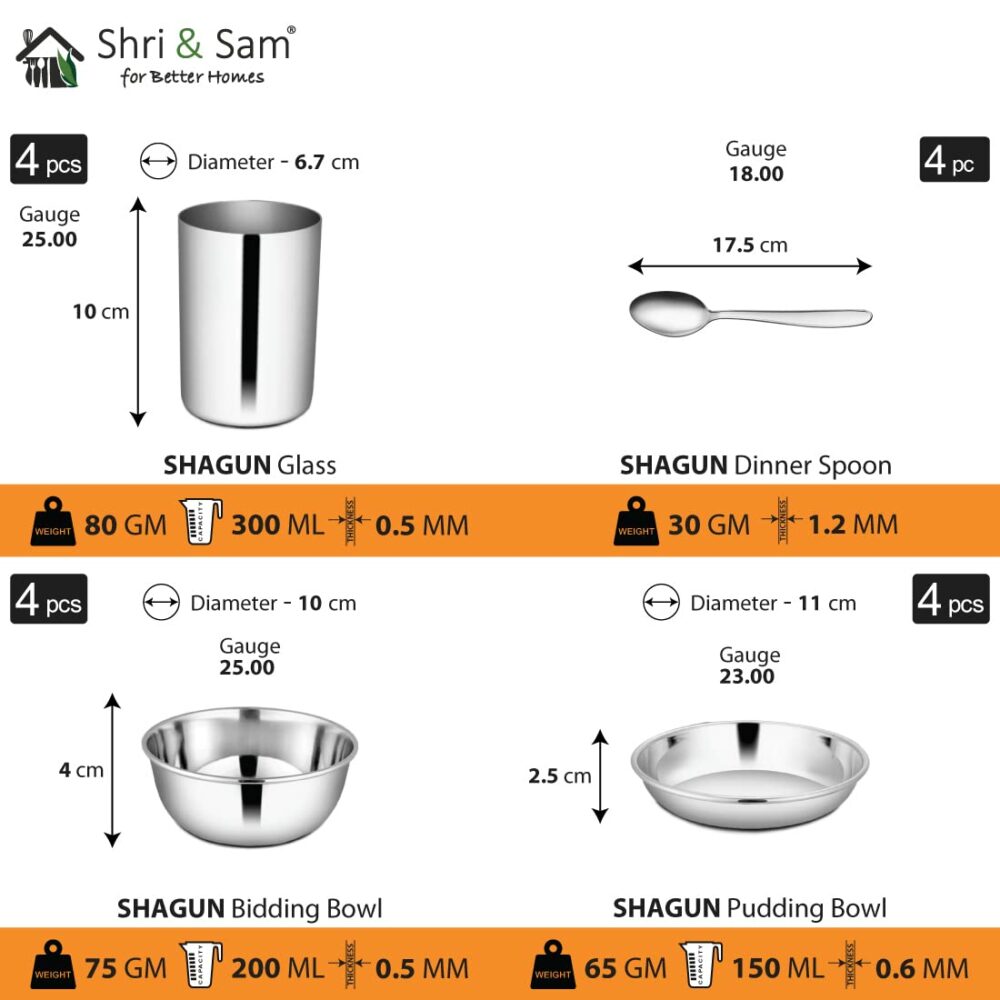 Sanskriti Exports solid Stainless Steel Shagun Dinner Set (24 Pcs Set) - Image 4