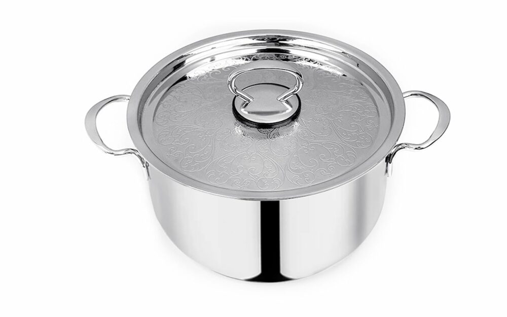 Sanskriti Exports Stainless Steel Cookpot with Lid (Bello)|20CM,3 3L Capacity| Sandwich Bottom for Even Heating |Elegant SS Design Lid|Induction&Gas Stove Compatible|(Buy Cookpot Get SS Bowl B-144-300 Ml)