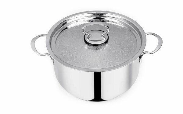 Sanskriti Exports Stainless Steel Cookpot with Lid (Bello)|20CM,3 3L Capacity| Sandwich Bottom for Even Heating |Elegant SS Design Lid|Induction&Gas Stove Compatible|(Buy Cookpot Get SS Bowl B-144-300 Ml)