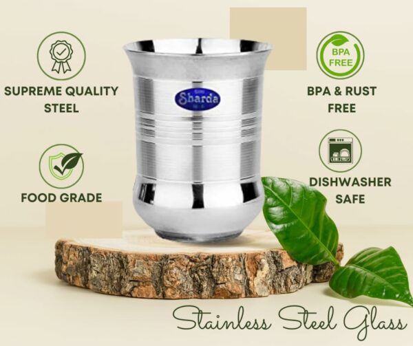 Sanskriti Exports Set of 24 Water Juice Glasses Stainless Steel Full Size Tumblr ? Unique Shape & Design Dining Accessories