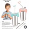 Stainless Steel Travel Coffee Mug with Straw and Lid, 400ml, Set of 1, for Tea, Coffee, and Drinking