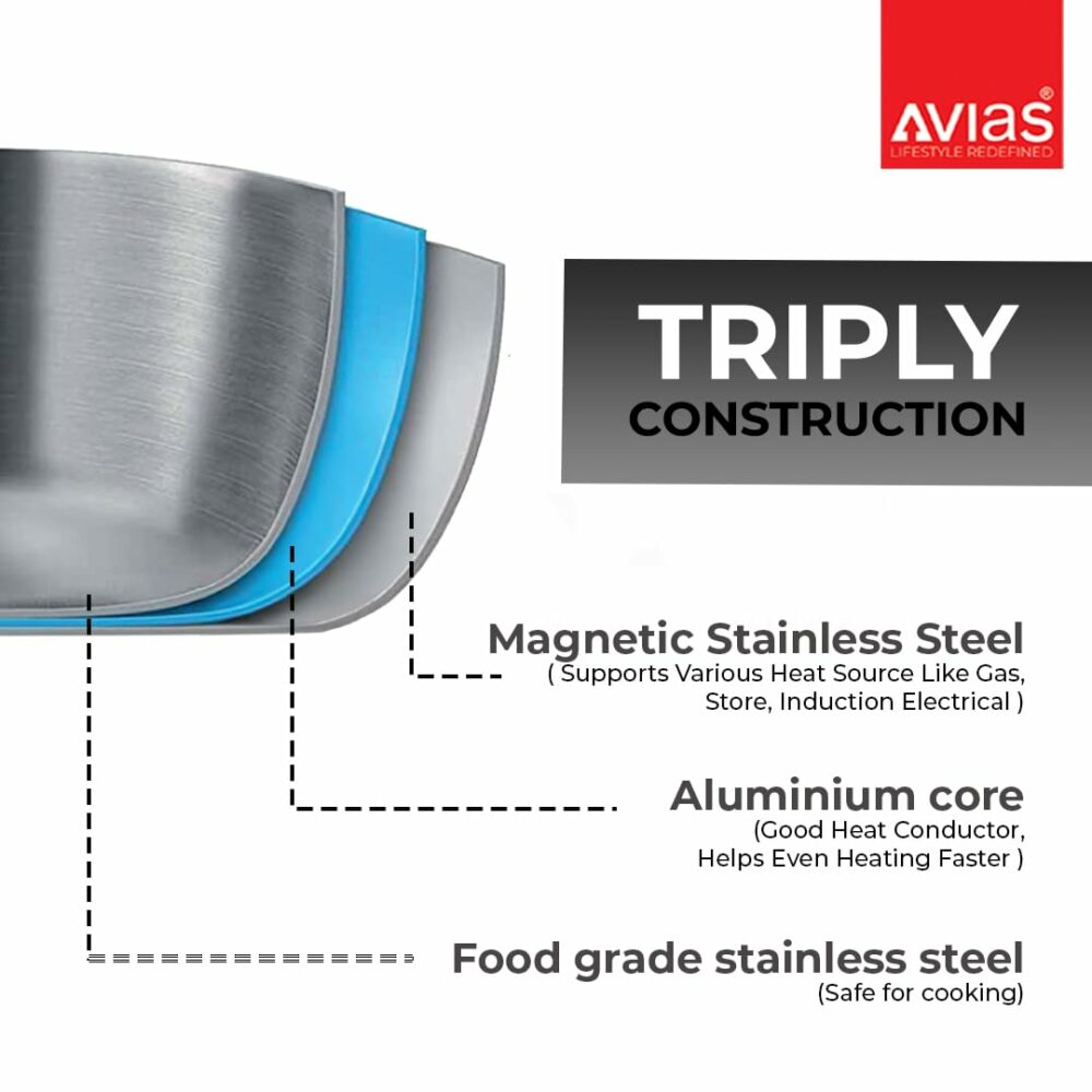 Sanskriti Exports Triply Tope with Lid | 5 Years Warranty | 14 cm Stainless Steel Tope, Bhaguna, Induction Base, 3 Layered Induction Cookware, 2 5mm Thickness, Triply Tope with Lid, 1 - Image 5