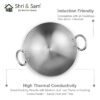 Stainless Steel Heavy Weight Kadhai with Lid, 20 cm, 1.1 Kg, 1.5 Litre, Set of 4 - Image 4