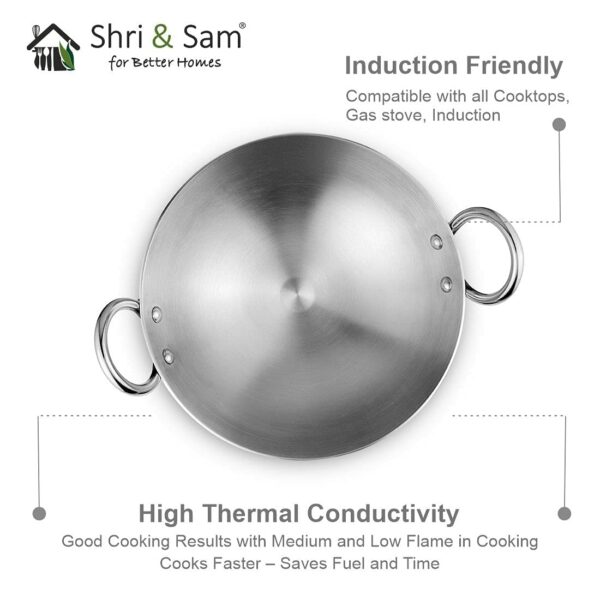 Sanskriti Exports Stainless Steel Heavy Weight Plain Kadhai, 2 5 mm, 20 cm, 1 1 Kg, 1 5 Litre - Image 4