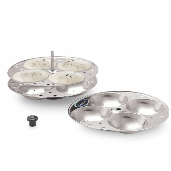 Sanskriti Exports 3 Plates Stainless Steel Heavy Quality Idli Stand/Idli Maker Makes 12 Large Size Idlis at Once.