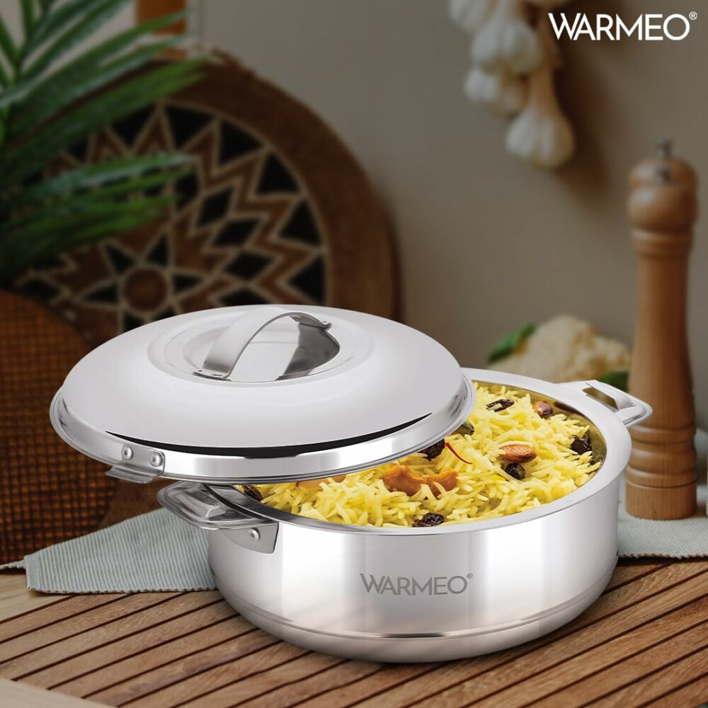 Sanskriti Exports Steam Insulated Stainless Steel Casseroles| Easy to Carry Hot Boxes for Kitchen | Hot Food, Easy to Store| Silver|5 Liter - Image 5