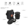 CELLO MF Click Lunch Box Set with Bag, 3 Containers, 300ml, Black | Tiffin Box Outer Plastic Inner Steel with Bag | Leakproof Lunch Boxes with Jacket | Ideal for Office, School, College