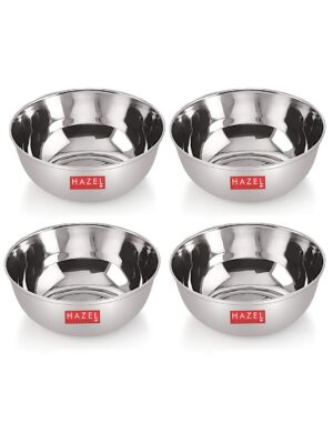 Sanskriti Exports Stainless Steel Bowl Vati Set | 270 ml Steel Bowl Set for Kitchen | Dinner Bowl Katori Serving Wati, Set of 4