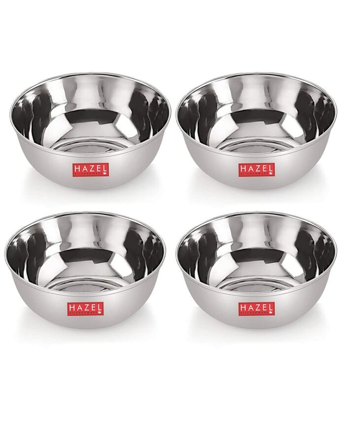 Sanskriti Exports Stainless Steel Bowl Vati Set | 270 ml Steel Bowl Set for Kitchen | Dinner Bowl Katori Serving Wati, Set of 4
