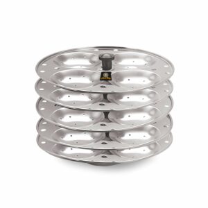 Sanskriti Exports 5 Plates Stainless Steel Heavy Quality Idli Stand/Idli Maker Makes 20 Large Size Idlis at Once