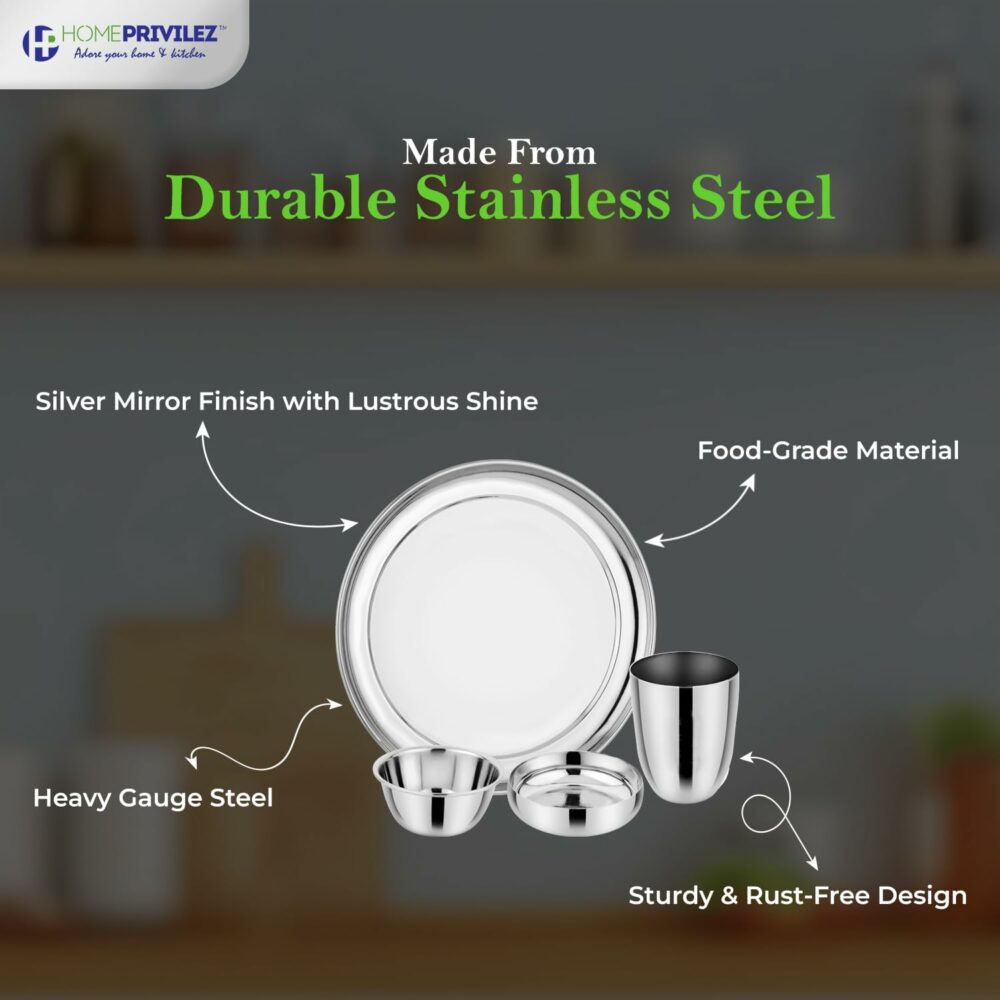 Sanskriti Exports Amaira Premium Stainless Steel Dinner Set Heavy Body- 42pcs - Image 2