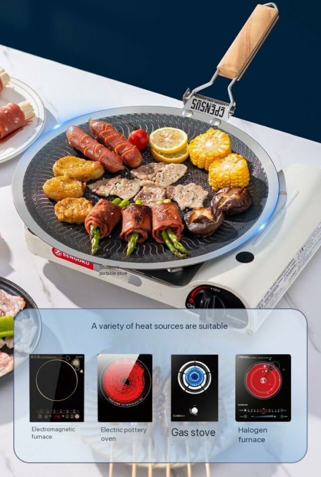 Sanskriti Exports Tawa Non Stick 2.8mm Thick Triply Stainless Steel Tava for Roti Honeycomb Tawa Cookware Foldable Handle Scratch Resistance with Induction Base 30 CM
