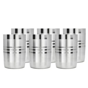 Sanskriti Exports Stainless Steel Glass/Tumbler Set of 6 | Tableware Drinking & Serving Glass (310ml) (6pc Set, 310ml)