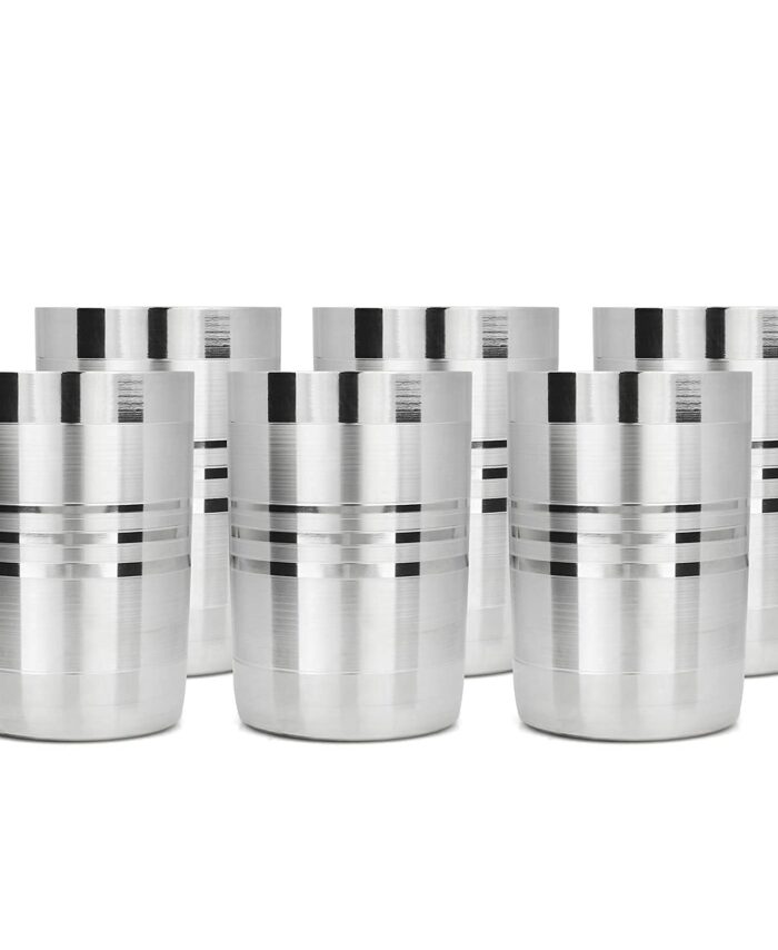 Sanskriti Exports Stainless Steel Glass/Tumbler Set of 6 | Tableware Drinking & Serving Glass (310ml) (6pc Set, 310ml)