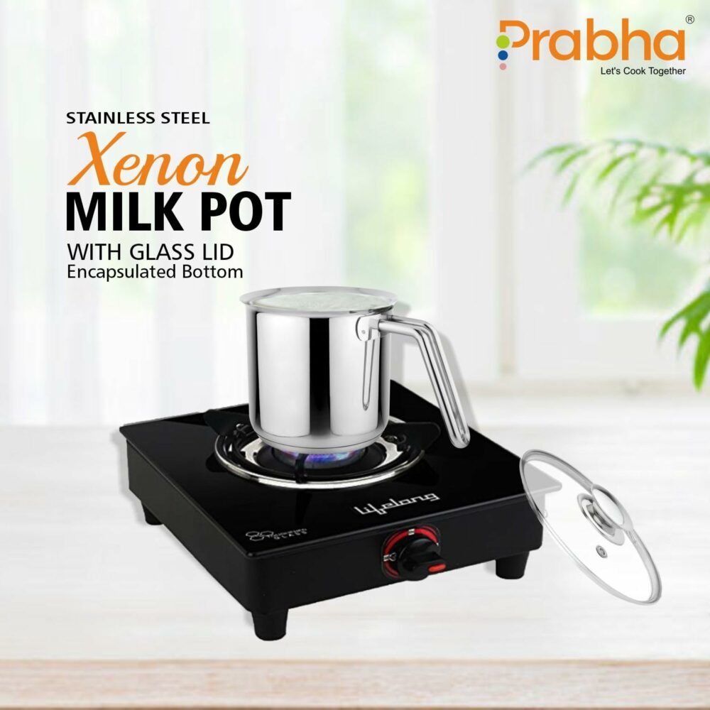 Sanskriti Exports Stainless Steel Milkpan, Milkpot, Water Boiler, Egg Boiler, Saucepan, Tea/Chai Pan, Riveted Sturdy Bakelite Handle, Induction and Gas Compatible, Highly Durable, 14cm Pot 1.8 liter with Glass Lid ( - Image 6