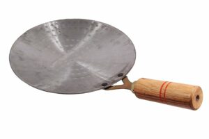 Sanskriti Exports Pure Iron Tawa Heavy Base for Roti/Chapati with Wooden Handle Roti