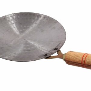 Sanskriti Exports Pure Iron Tawa Heavy Base for Roti/Chapati with Wooden Handle Roti