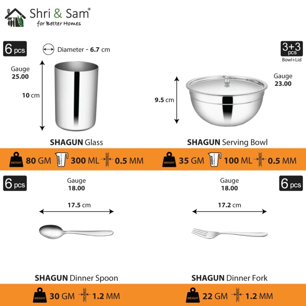 Sanskriti Exports Stainless Steel Solid Shagun Dinner Set (51 Pcs Set) - Image 4