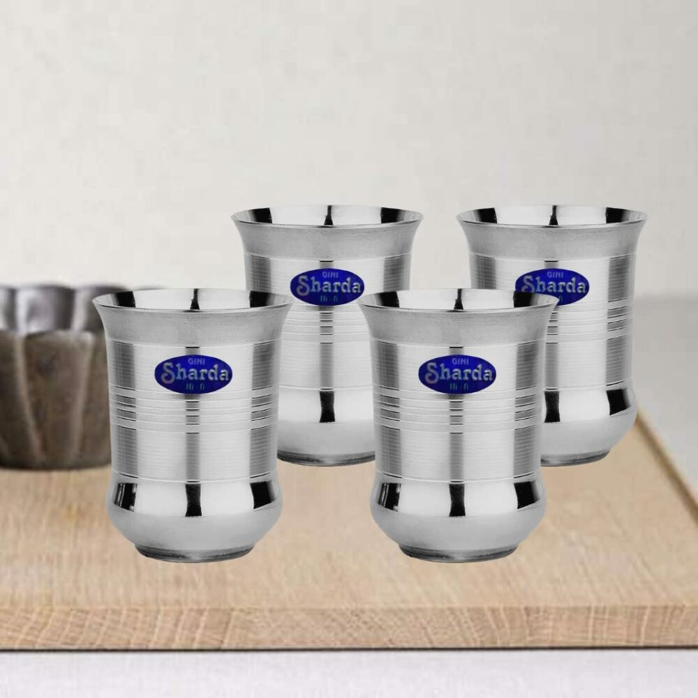 Sanskriti Exports Set of 24 Water Juice Glasses Stainless Steel Full Size Tumblr ? Unique Shape & Design Dining Accessories - Image 5