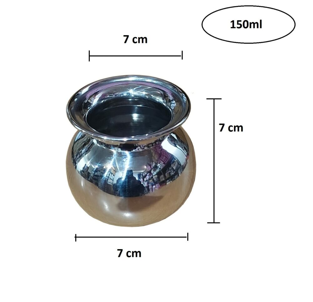 Sanskriti Exports Stainless Steel Pooja/Multipurpose Lota-150ml (Round) - Image 4